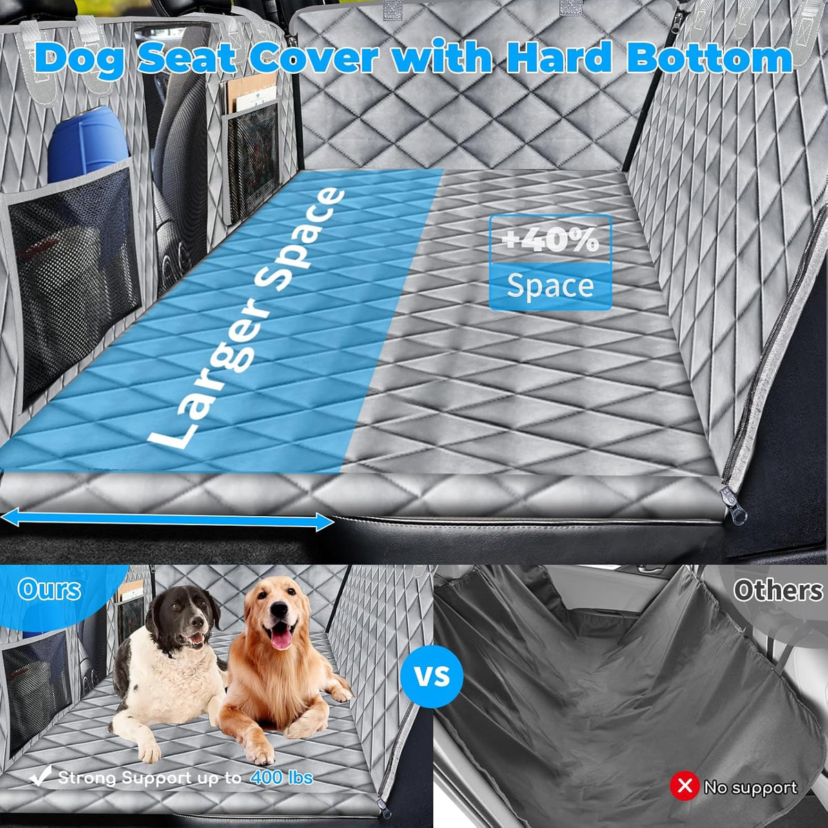 URPOWER Back Seat Extender for Dogs - Hard Bottom Dog Car Seat Cover Holds 400 lbs, Waterproof Dog