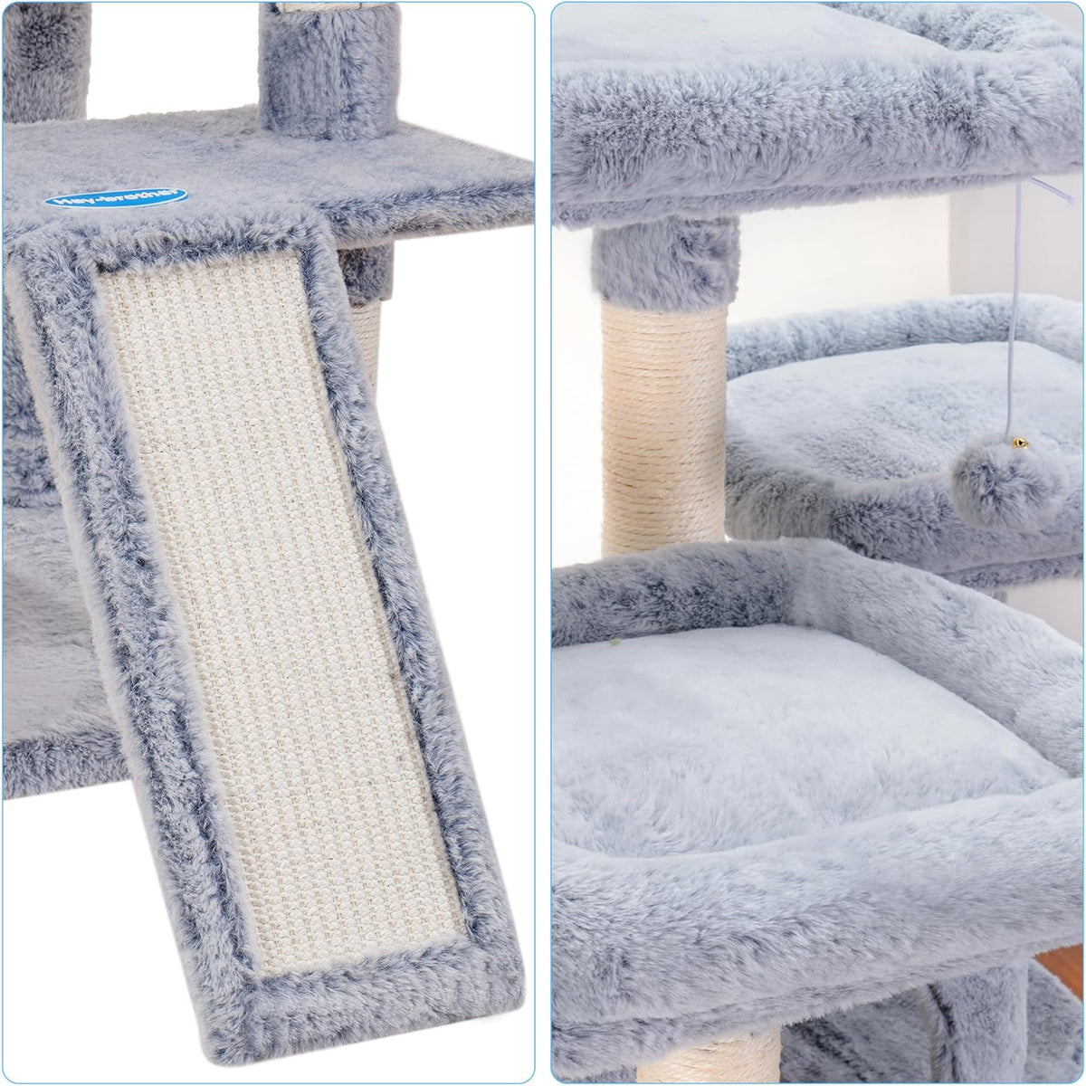 Hey-brother Cat Tree, 71 inches XL Large Cat Tower for Indoor Cats, Multi-Level Cat House with 3