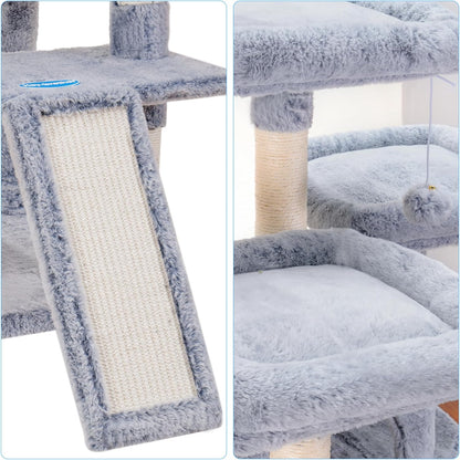 Hey-brother Cat Tree, 71 inches XL Large Cat Tower for Indoor Cats, Multi-Level Cat House with 3