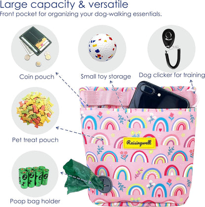 Dog Treat Pouch for Pet Walking and Training with Clicker 2 Cup Silicone Bag Small Fanny Pack