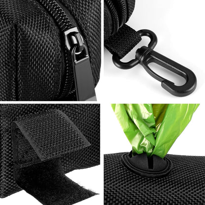 Dog Waste Bag Dispenser Pet Poop Bags Holder for Doggie Waste Bags Dispensers Soft Fabric Zipper