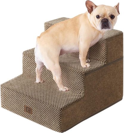 EHEYCIGA Dog Stairs for Small Dogs 13.5" H, 3-Step Dog Steps for Couch Sofa and Chair, Pet Steps