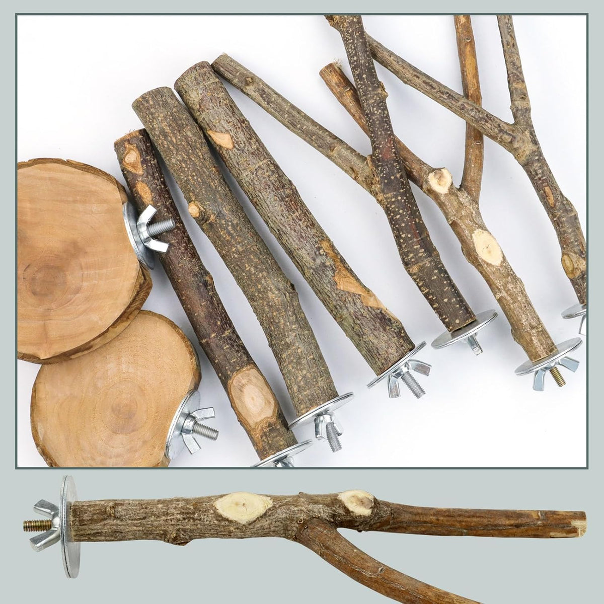 Natural Wood Bird Perches for Cage, Parrot Perch Stand & Platform, Bird Cage Accessories for