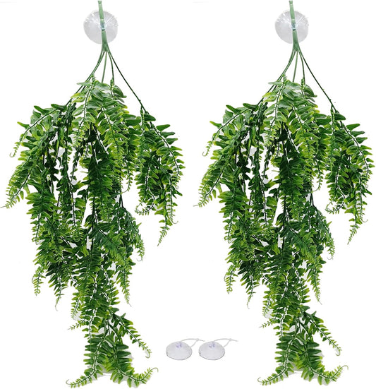 2pcs Reptile Plants for Bearded Draded Tank Accessories, Terrarium Plants Artificial Decor for