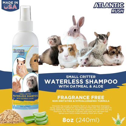 Waterless Shampoo for Small Critters - 8oz Fragrance Free, Cruelty Free Dry Shampoo - No Rinse for