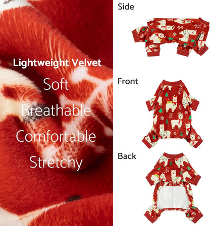 Fitwarm Christmas Alpaca Dog Pajamas, Christmas Clothes for Small Dogs Boy Girl, Holiday Pet