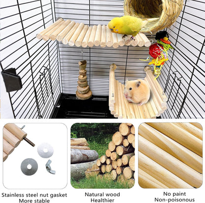 2Pcs Chinchilla Wood Ledge Hamster Wooden Flexible Platform Perch Climbing Toys Cage Accessories