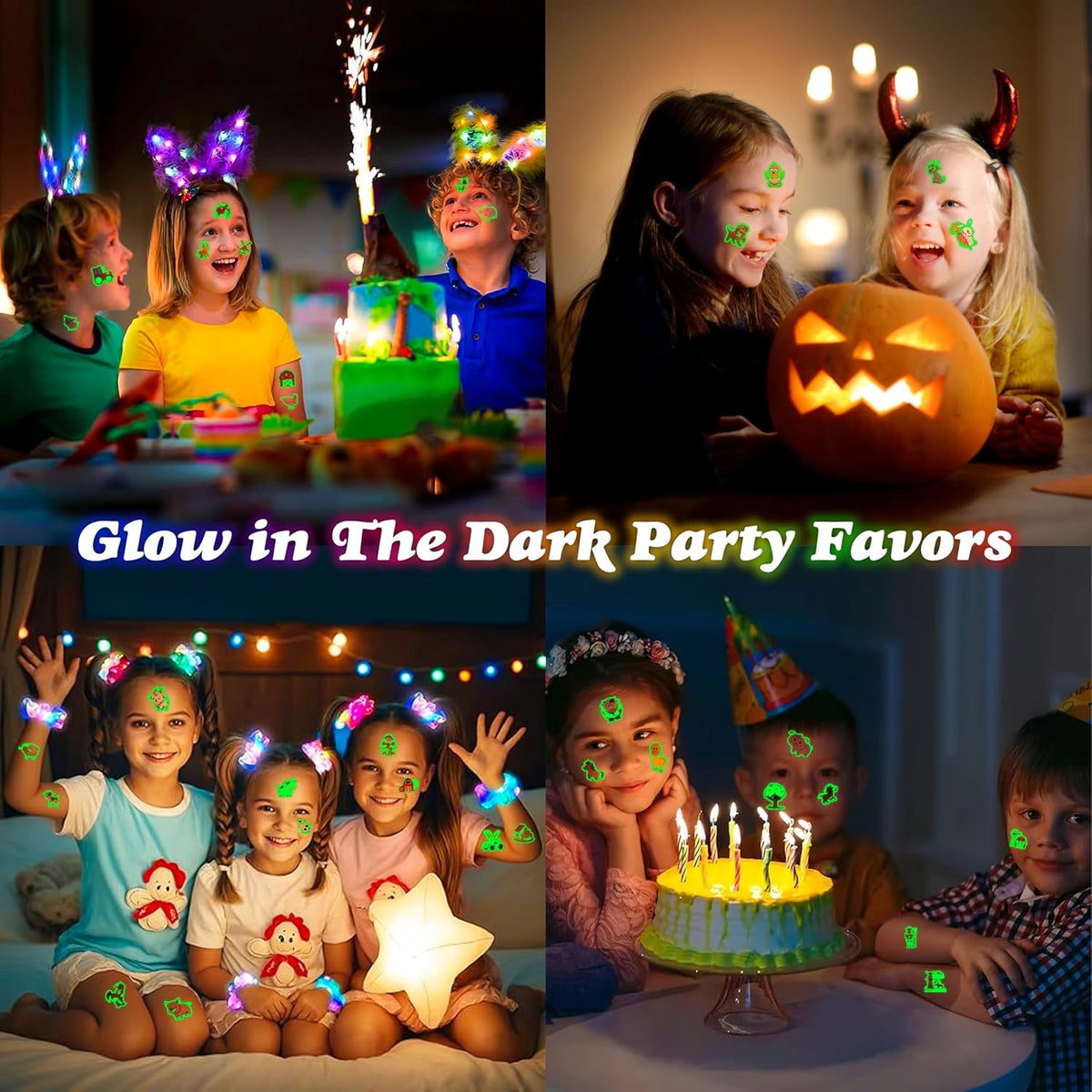 96 PCS Farm Barnyard Animal Glow In The Dark Pre-Cut Temporary Tattoos Sticker 1st First 2nd