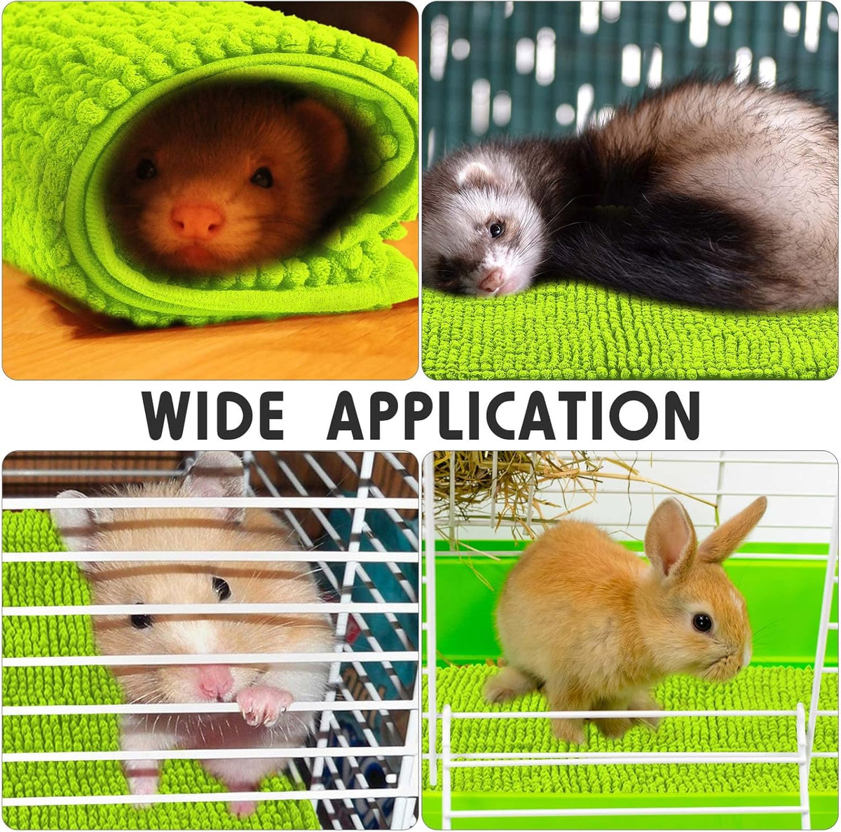 Amylove 4 Pcs Guinea Pig Cage Liner Guinea Pig Bedding Washable Fleece Pee Pads Reusable Small