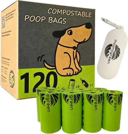 Dog Poop Bag with Holder, Compostable Dog Bags for Poop, Vegetable-Based Doggy Poop Bags