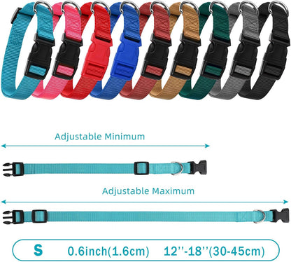 9 Pieces Adjustable Dog Collar for Animal, Soft Nylon Pets Puppy Collar with Quick Release Buckle
