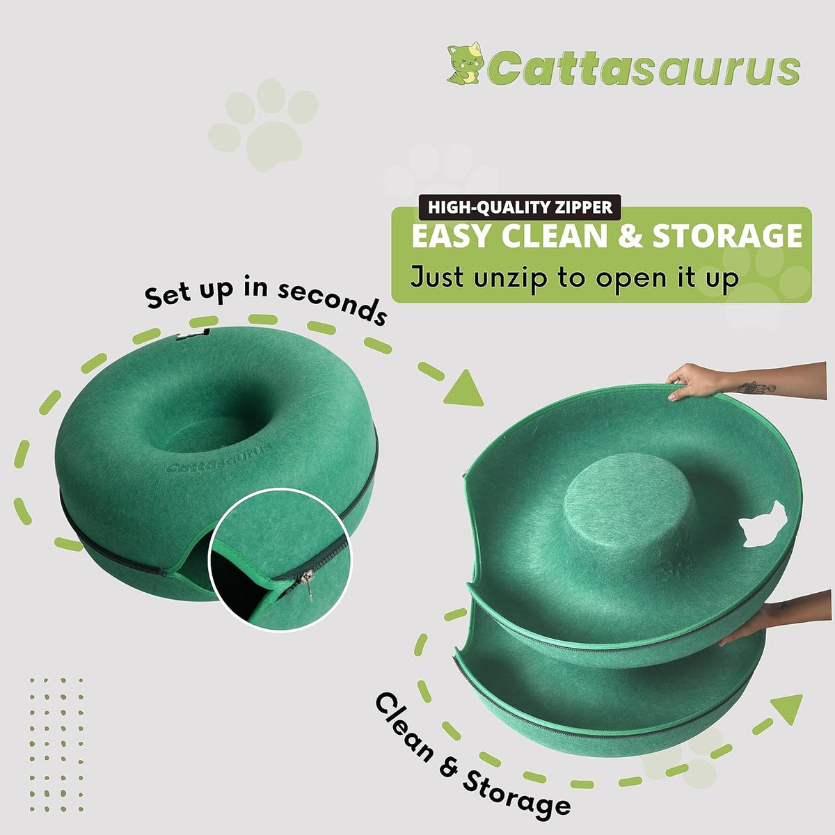 CATTASAURUS Peekaboo Cat Cave for Multiple & Large Cats Up to 30-45 Lbs, Scratch Detachable &