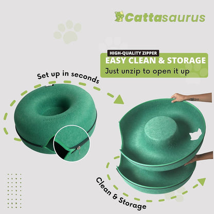 CATTASAURUS Peekaboo Cat Cave for Multiple & Large Cats Up to 30-45 Lbs, Scratch Detachable &