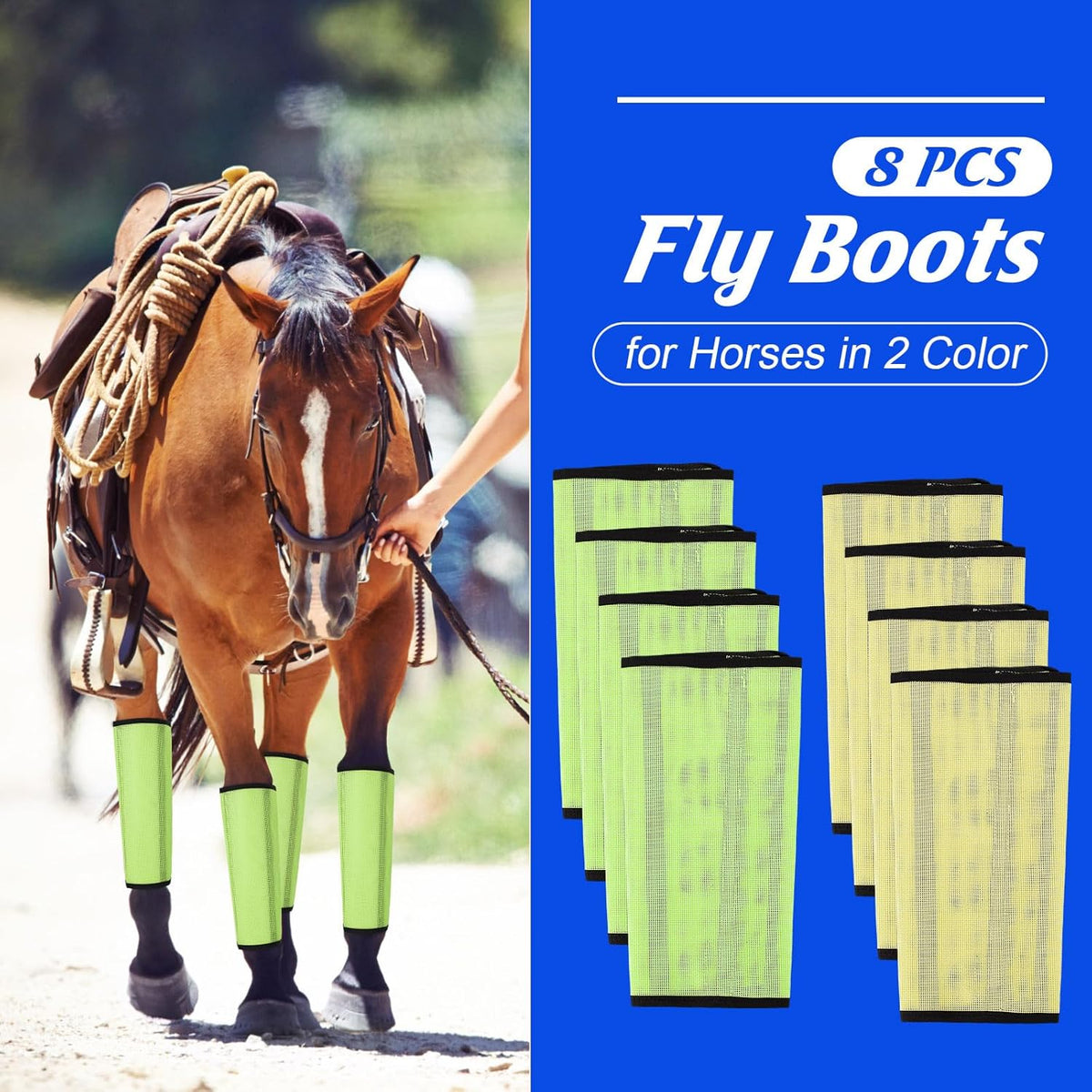 8 Pcs Mesh Fly Boots for Horse Breathable Mesh Horse Boots Protective Horse Leg Wraps Horse