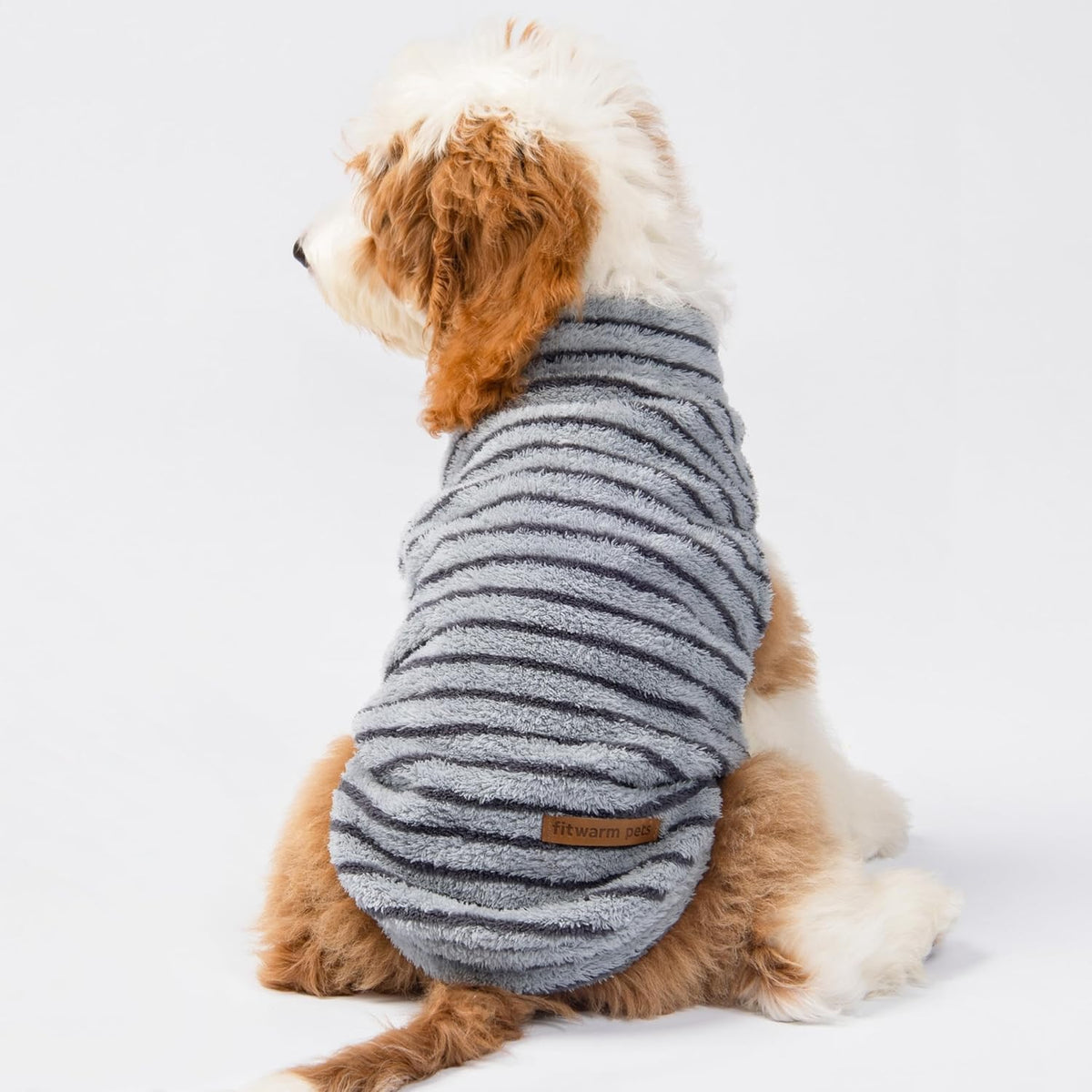 Fitwarm 2 Pack Striped Fleece Dog Sweater, Warm Winter Dog Clothes for Small Dogs Boy Girl, Fuzzy
