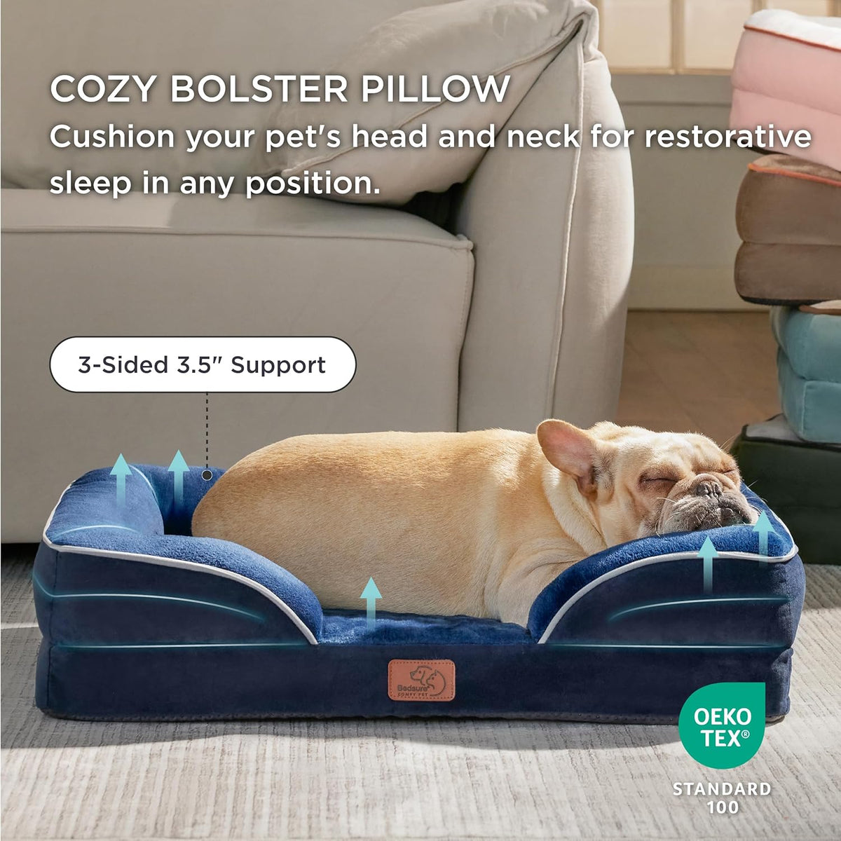 Bedsure Orthopedic Dog Bed Medium Size Dogs - Washable Medium Dog Cat Bed Waterproof, Comfort Pet