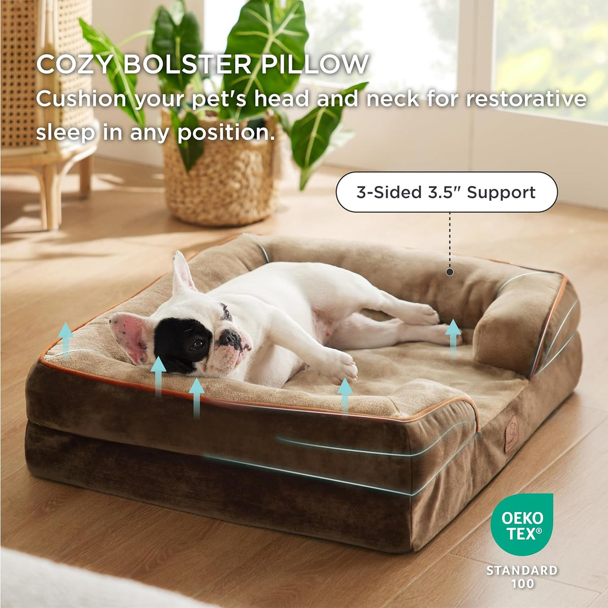 Bedsure Orthopedic Dog Bed Medium Size Dogs - Washable Medium Dog Cat Bed Waterproof, Comfort Pet
