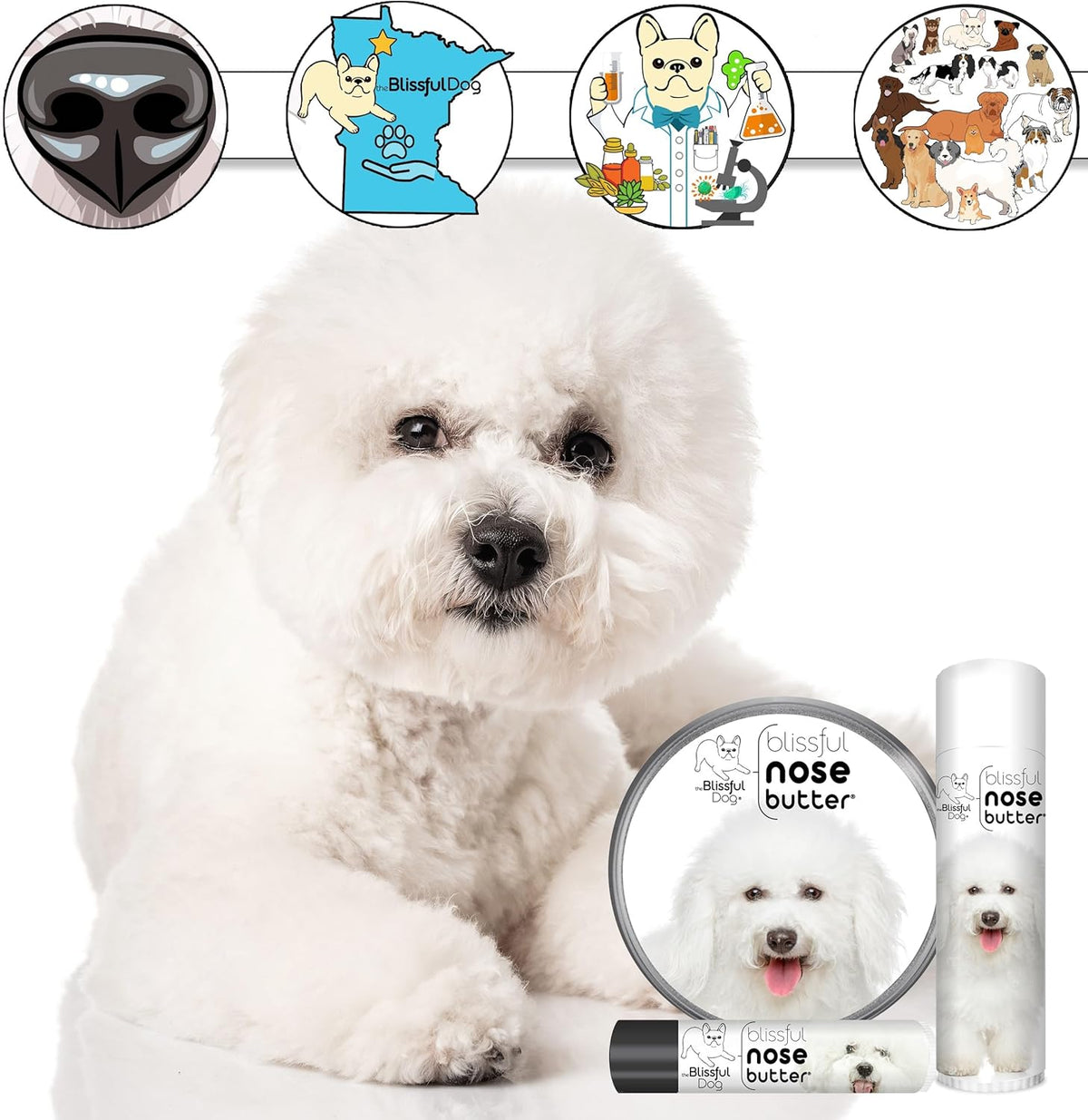 The Blissful Dog Bichon Frise Unscented Nose Butter, 1-Ounce