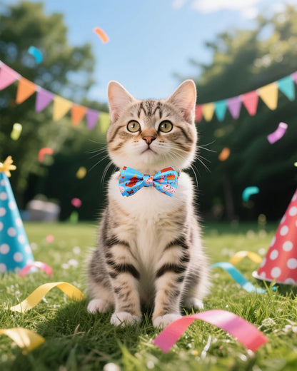 PET SHOW 5 Pack Happy Birthday Small Dog Bow Ties Sliding Collar Attachment Puppies Cats Pet