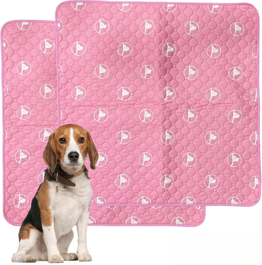 PJYuCien Washable Dog Playpen Mat, 2 Pack 36”x 36” Pink, Leak-Proof Reusable Puppy Pee Pads