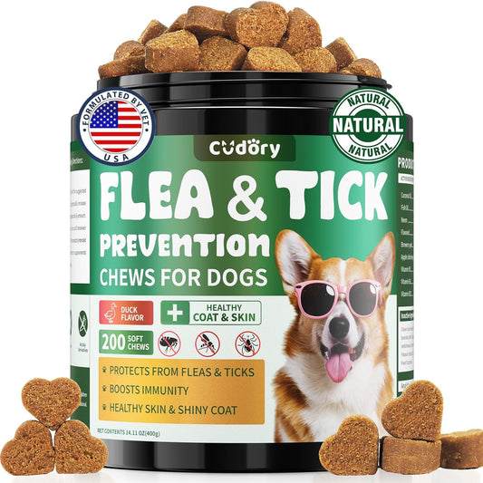 Flea and Tick Prevention for Dogs Chews – 200 Soft Chews, Dog Flea Chewables with Skin & Coat