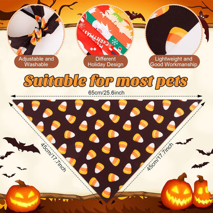 Chunful 30 Pcs Holiday Dog Bandanas Bulk for Fall Thanksgiving Halloween Christmas with Maple