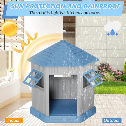 Durable Dog House Indoor Outdoor for Small Medium Dogs, Weatherproof Puppy Shelter with Elevated
