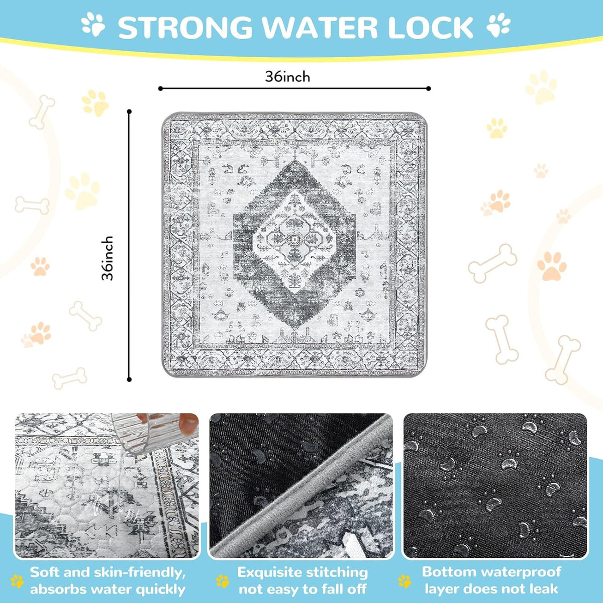 Lahome Super Absorbent Washable Pee Pads for Dogs - Secure Floor Protection - Non-Slip, Leakproof