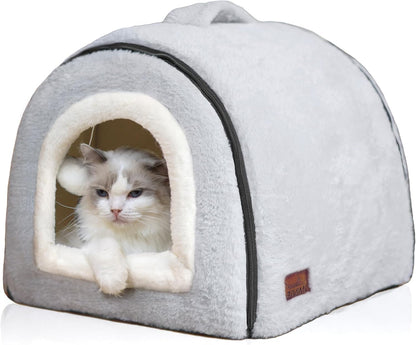 Cat Bed for Indoor Cats，Foldable cat cave，Anti-Slip & Water-Resistant Bottom，cat Houses for Indoor