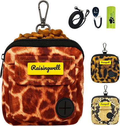 Dog Treat Pouch for Pet Walking and Training with Clicker Poop Bags and Double Bag Design Small