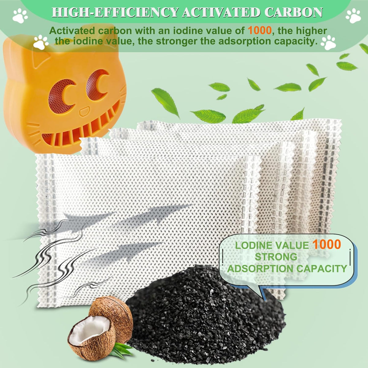 Unscented Cat Litter Box Deodorizer Kit Stick-On Activated Carbon Odor Eliminators Compatible with