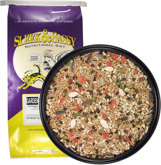 SLEEK & SASSY Garden Small Hookbill Bird Food for Cockatiels, Lovebirds, Quaker Parrots & Small