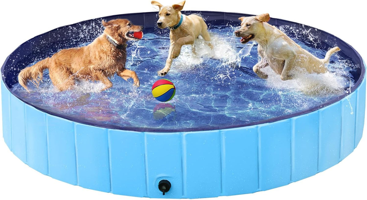 Yaheetech Foldable Dog Pools 63 x 12 Inches Collapsible Hard Plastic Pets Swimming Pool Portable