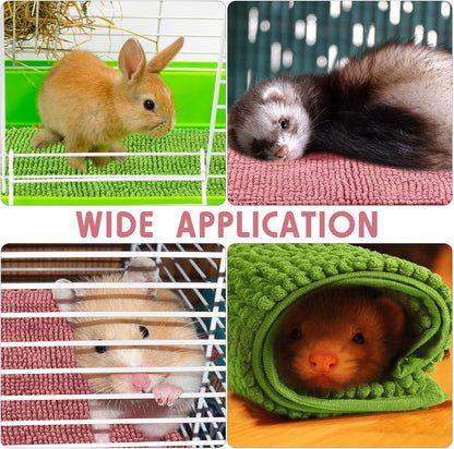Amylove 4 Pcs Guinea Pig Cage Liner Guinea Pig Bedding Washable Fleece Pee Pads Reusable Small