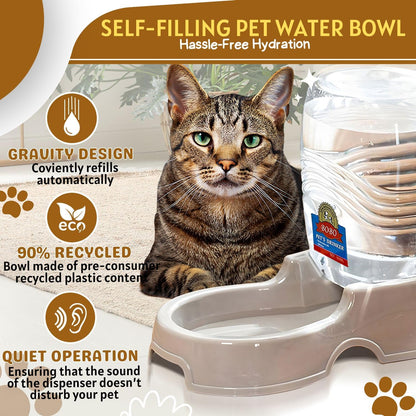 Flexzion Automatic Gravity Pet Waterer for Cat & Dog - Non-Skid & Easy-Clean Auto Replenish Water