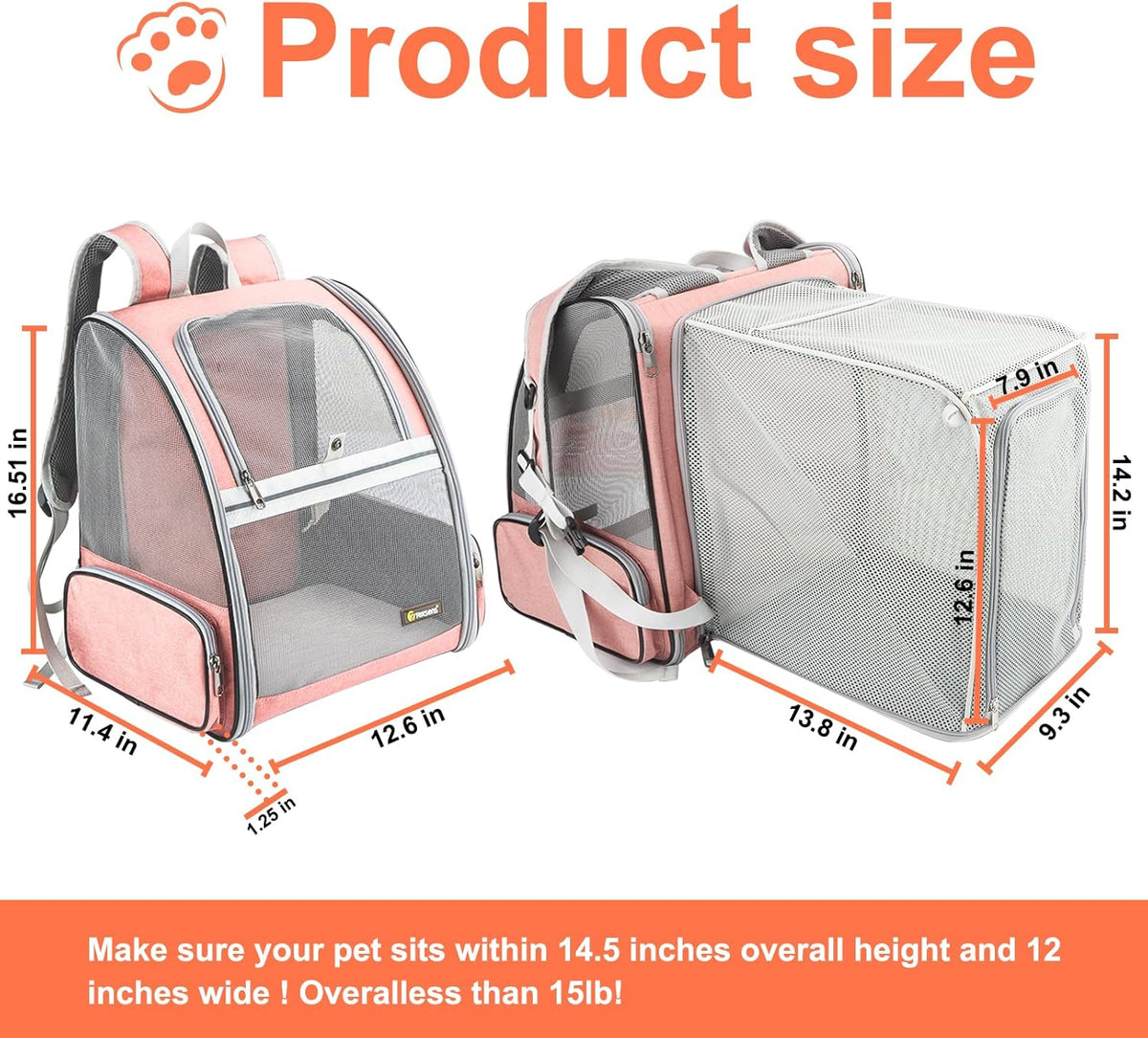 Texsens Innovative Traveler Bubble Backpack Pet Carriers with Upgraded Breathable & Expandable Tent