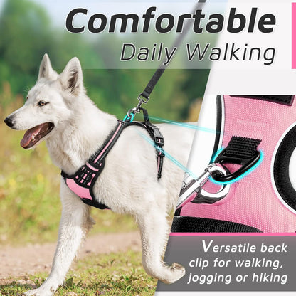 Eagloo Dog Harness for Large Dogs, No Pull Service Vest with Reflective Strips and Control Handle