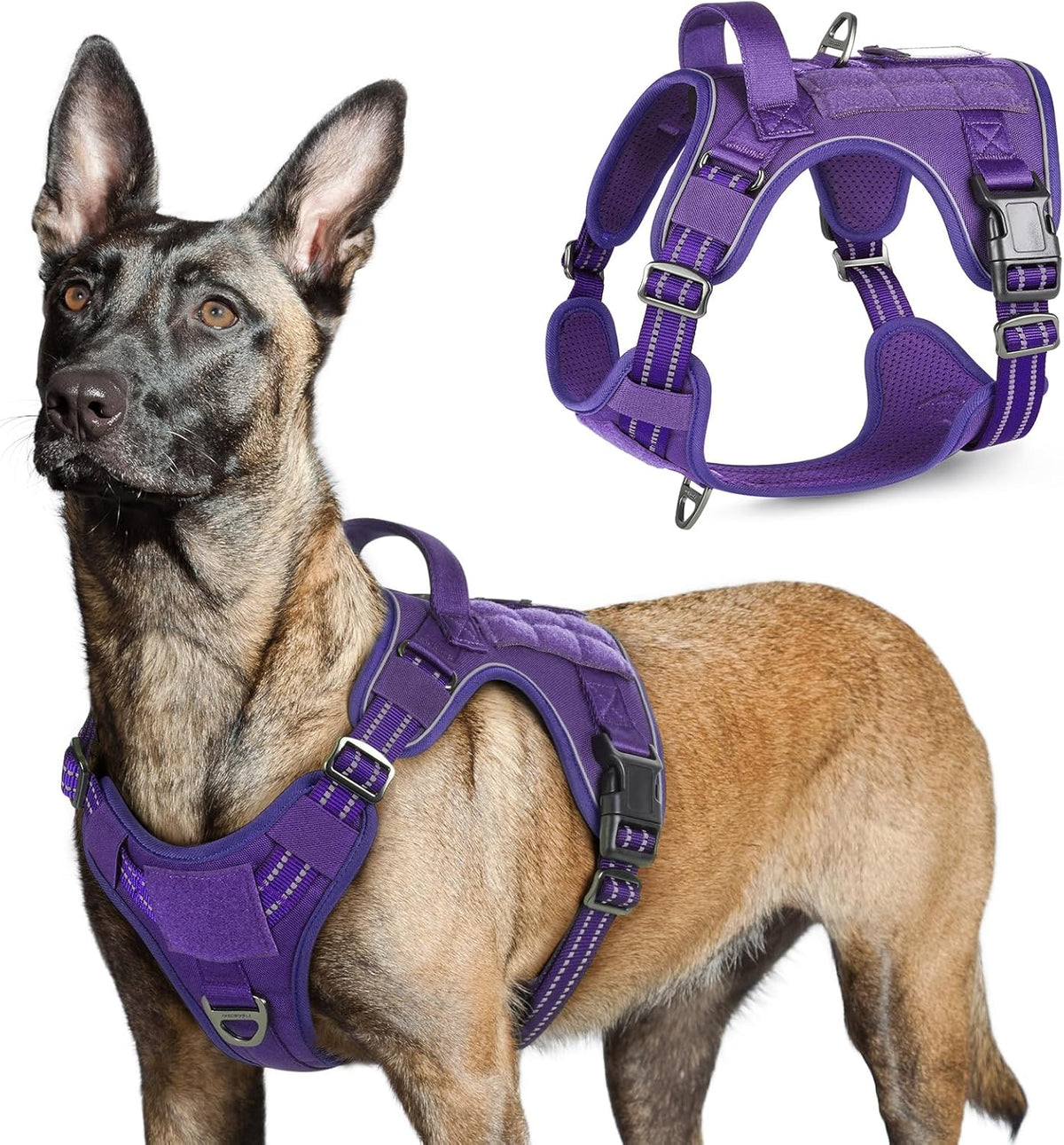 rabbitgoo Tactical Dog Harness for Large Dogs, No Pull Military Service Vest with Handle & Molle