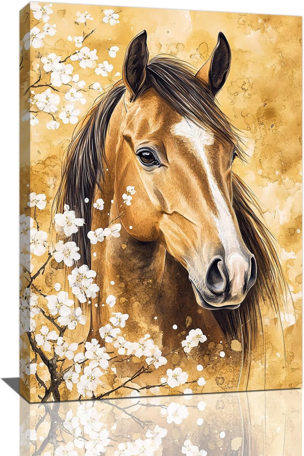 Horse Wall Art Canvas Rustic Horse Wall Decor Prints Framed Painting Farmhouse Flower Pictures