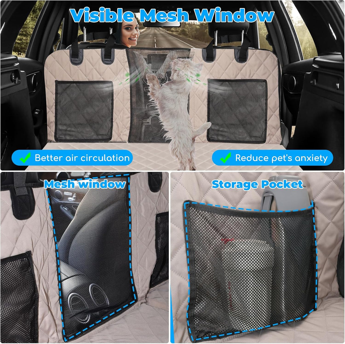 URPOWER Back Seat Extender for Dogs - Hard Bottom Dog Car Seat Cover Holds 400 lbs, Waterproof Dog