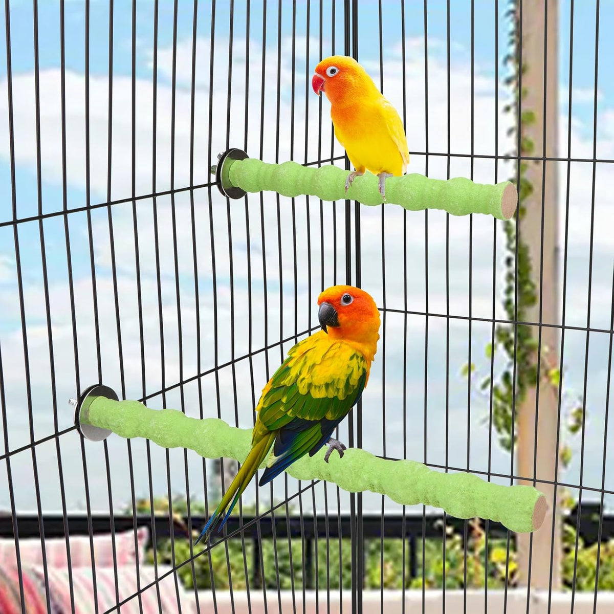 Hypeety 2PCS Bird Wood Perch Stand Parrot Paw Grinding Stick Toy Pet Bird Cage Stand Platform for