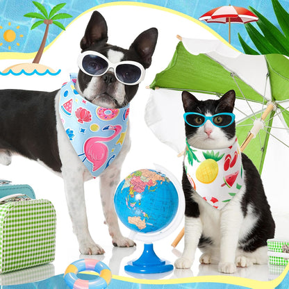 Chunful 100 Pieces Dog Bandanas Bulk Summer Pet Bandanas Pack Triangle Scarf Bib Kerchief Set for