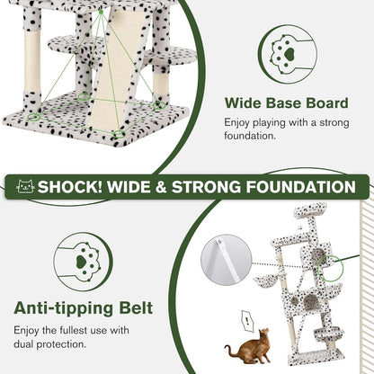 MUTICOR 66 Inches Multi-Level Large Cat Tree Tower for Indoor Big Feline/Cozy Plush