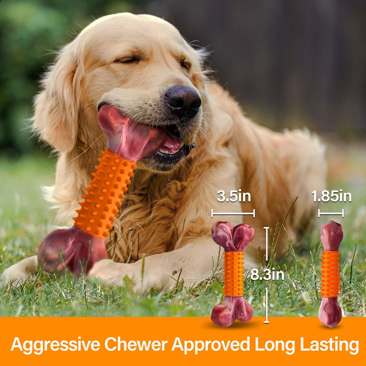 Apasiri Dog Toys for Aggressive Chewers Peanut Butter Flavored, 8" Tough Dog Chew Bone, Nylon &