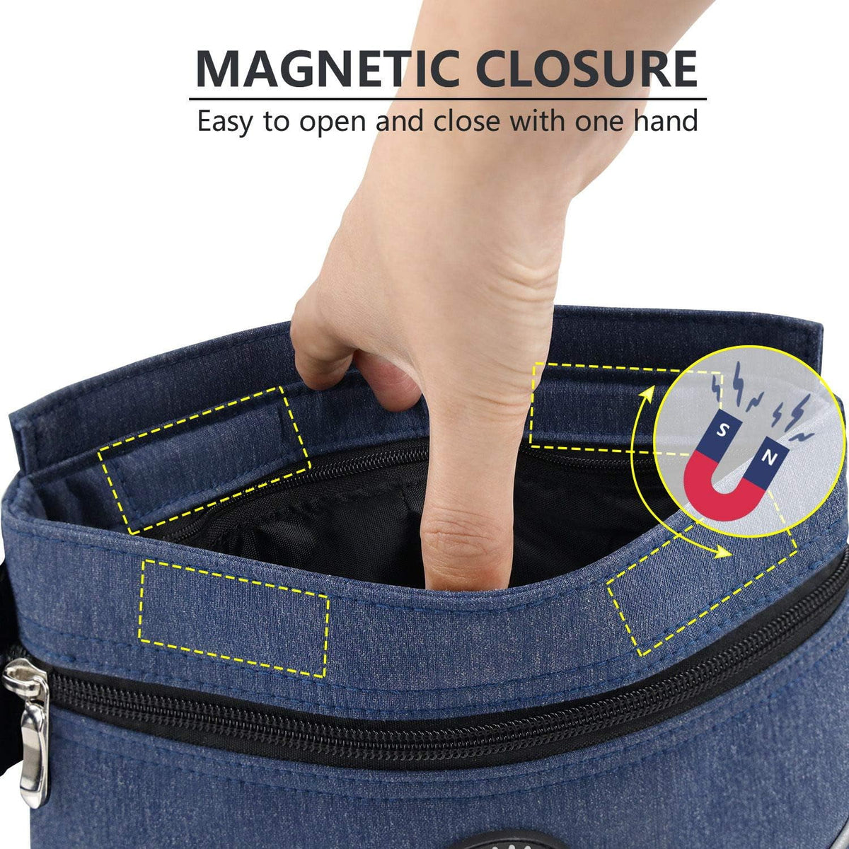 Viklluyr Dog Treat Pouch Bag with Magnetic Closure, Dog Food Carrier with Removable Inner Pocket