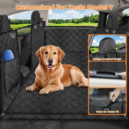 URPOWER Dog Back Seat Extender for Tesla Model Y, Hard Bottom Dog Car Seat Cover Holds 400 lbs