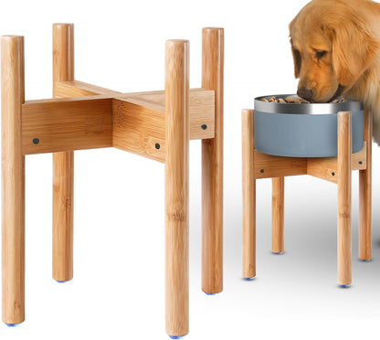 Dog Bowl Stand for Large Breed - 14-inch High, Adjustable Sideways to Fit Various Sizes of Pet
