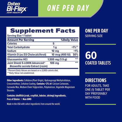 Osteo BiFlex One Per Day Glucosamine Joint Shield Dietary Supplement, Helps Strengthen Joints, 60