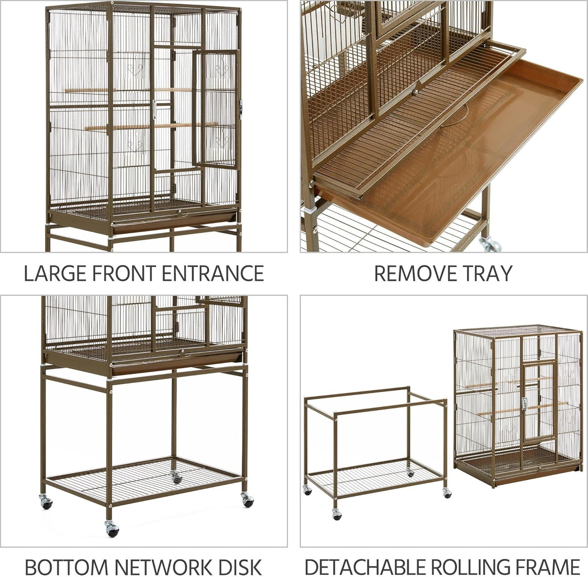 Yaheetech Wrought Iron Standing Large Parrot Parakeet Flight Bird Cage with Stand for Small Parrot