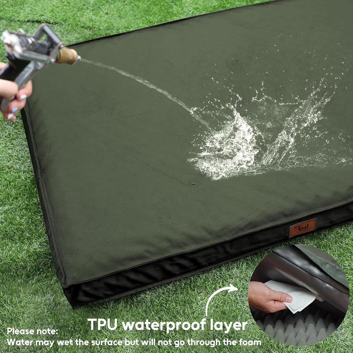 Outdoor Dog Bed for Small Dogs, Waterproof Dog Crate Bed for Small Dogs, Orthopedic Egg Crate Foam